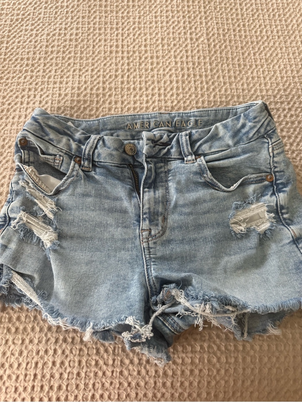 American Eagle Outfitters Light Wash Distressed Denim Cutoff Shorts